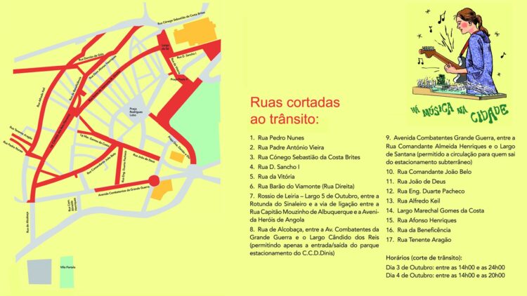 Alterações ao trânsito e locais de estacionamento No Há Música na Cidade