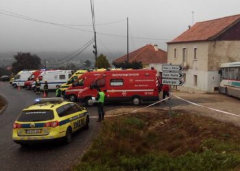 Autocarro despista-se e colide contra uma habitação em Ourém