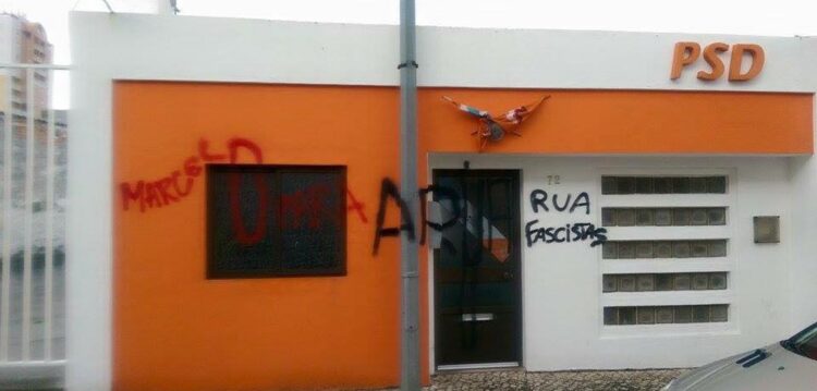 Sede do PSD vandalizada na Marinha Grande (Actualizada)