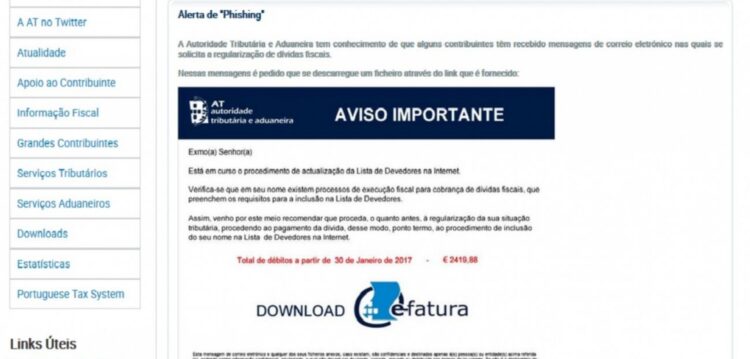 Fisco alerta para e-mails falsos que estão a ser enviados aos contribuintes