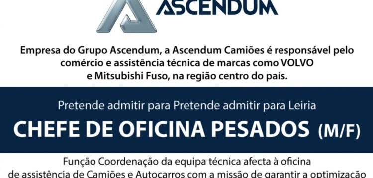 Anúncio de Emprego Ascendum Fevereiro 2018
