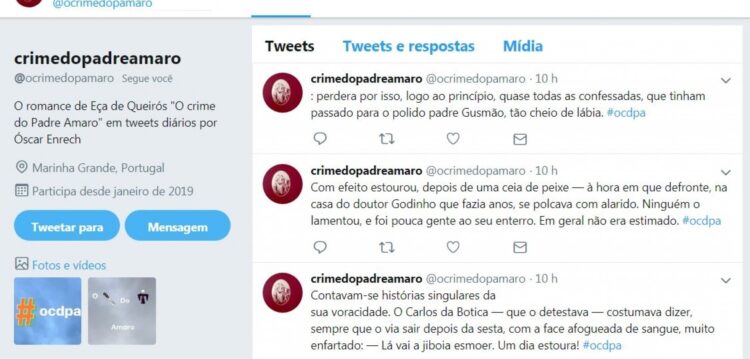 “O Crime do Padre Amaro” publicado, hoje, no Twitter