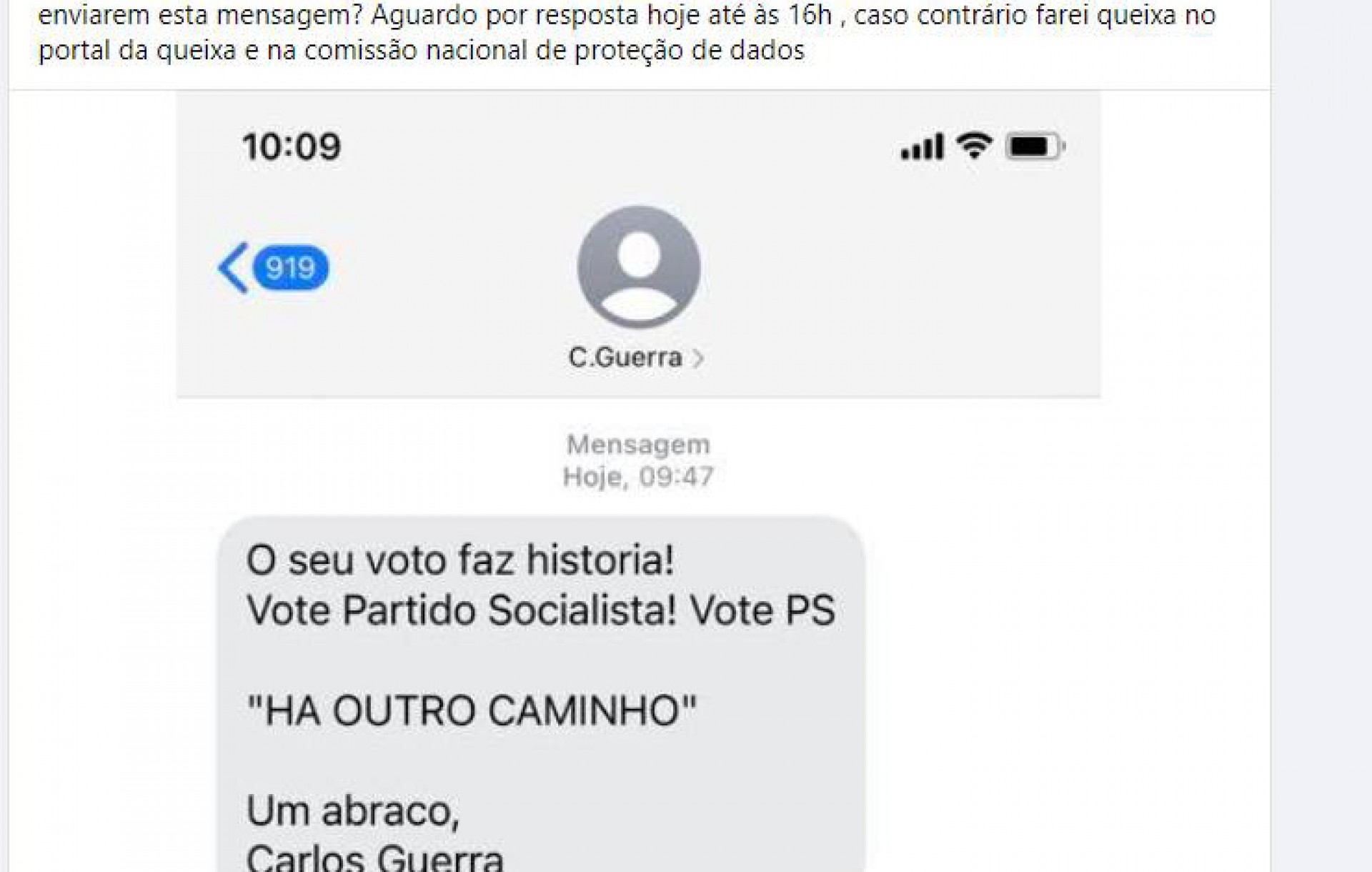 PS Alcobaça enviou SMS não autorizados a apelar ao voto a pessoas de Alcobaça, Leiria e Lourinhã