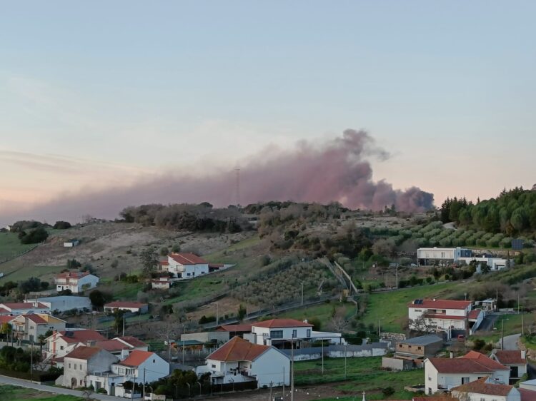 Incêndio de detritos confinados deixa nuvem negra sobre Leiria