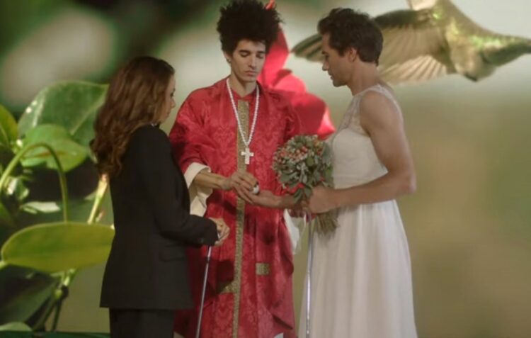 Filomena Cautela e David Fonseca vestidos de noivos em Live It Up