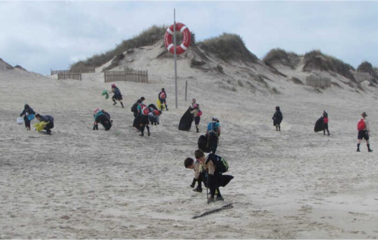 Escuteiros e utentes da Cercipom limpam Praia do Osso da Baleia