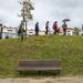 Jardim da Almuinha com linha vermelha entre o paraíso e a cidade de Leiria