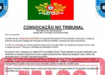 Judiciária alerta para notificações falsas de crimes de pornografia infantil, ciberpornografia e pagamento de coimas