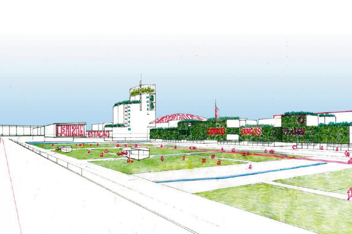 Esboço  da praça da nova estação na Barosa - Imagem InfraEstruturas de Portugal