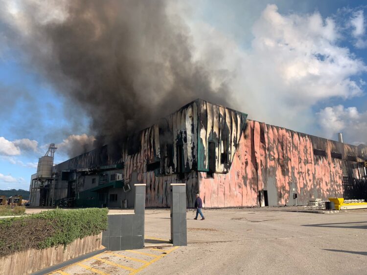 Incêndio deflagrou em fábrica de pellets nas Colmeias