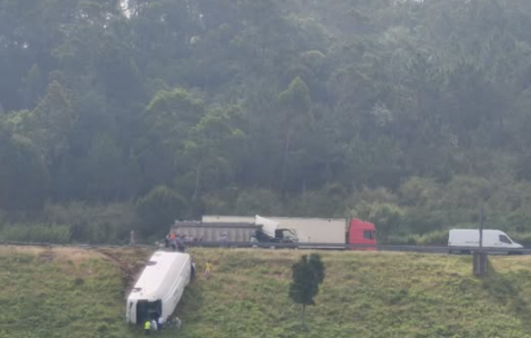 Sete feridos leves em colisão que envolveu autocarro e camião na A8