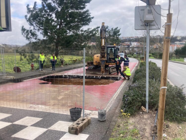Piso abate na Avenida da Comunidade  Europeia, em Leiria, e abre cratera