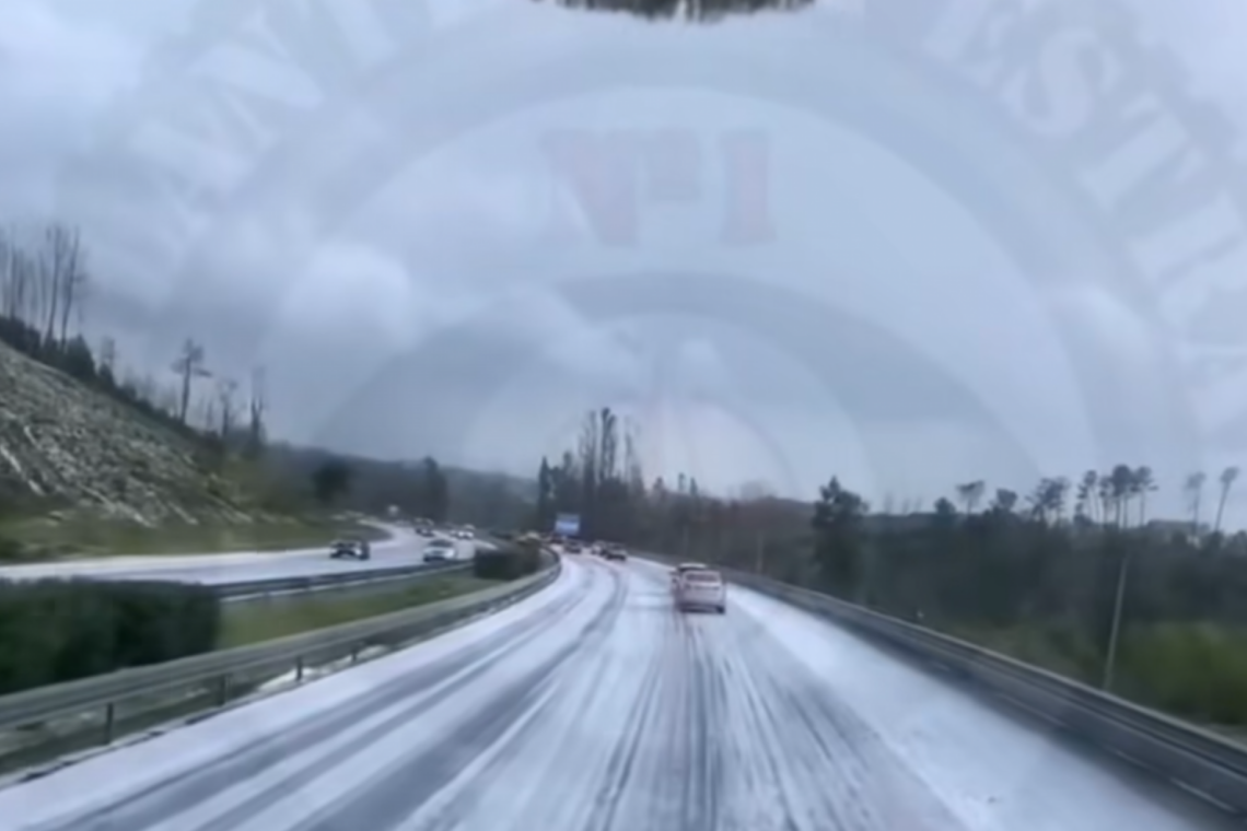 Queda de granizo na A1, em Leiria