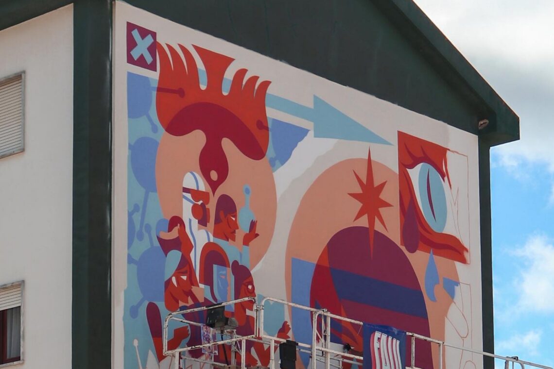 Há nova arte urbana em Caldas da Rainha,  com trabalhos inspirados em Bordallo e na Covid-19