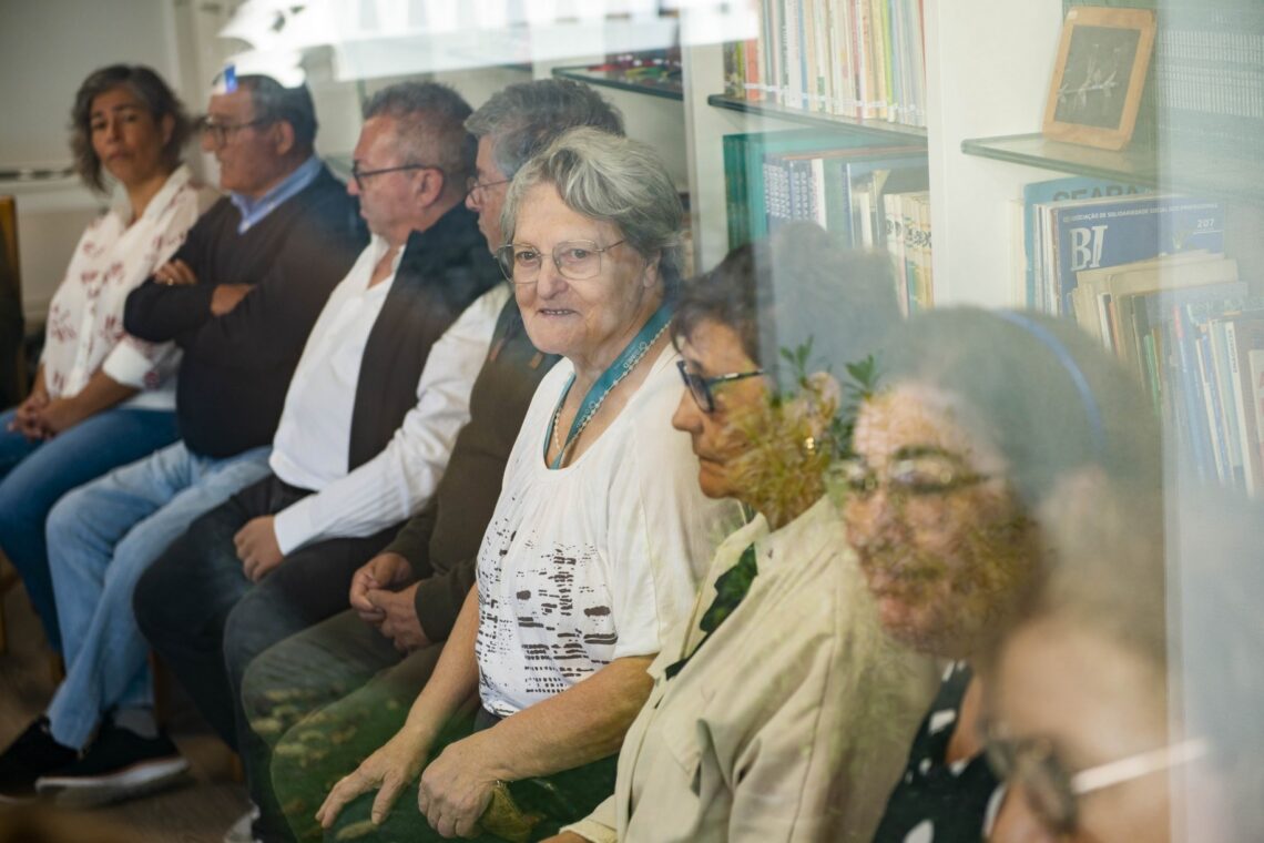 Durante a sessão na Biblioteca Sousa Santos